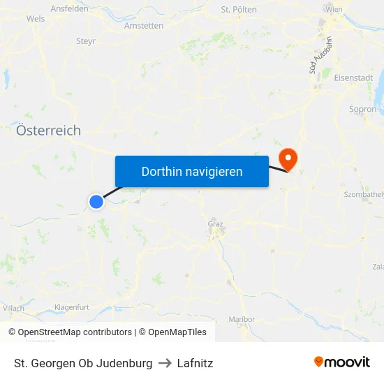 St. Georgen Ob Judenburg to Lafnitz map