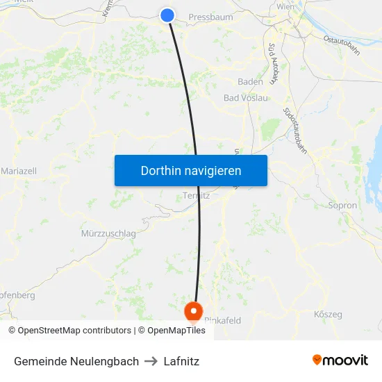 Gemeinde Neulengbach to Lafnitz map