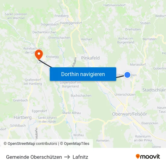 Gemeinde Oberschützen to Lafnitz map