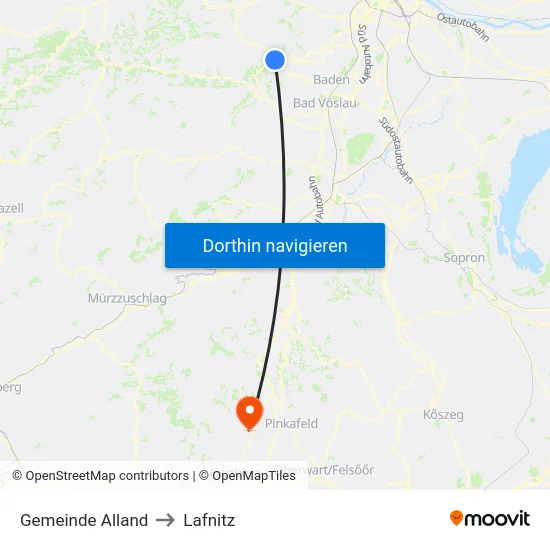 Gemeinde Alland to Lafnitz map