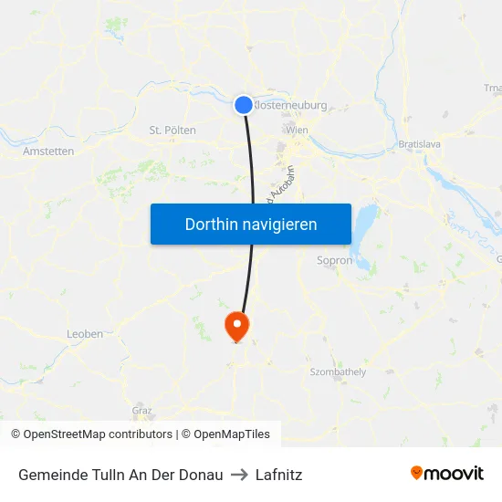 Gemeinde Tulln An Der Donau to Lafnitz map
