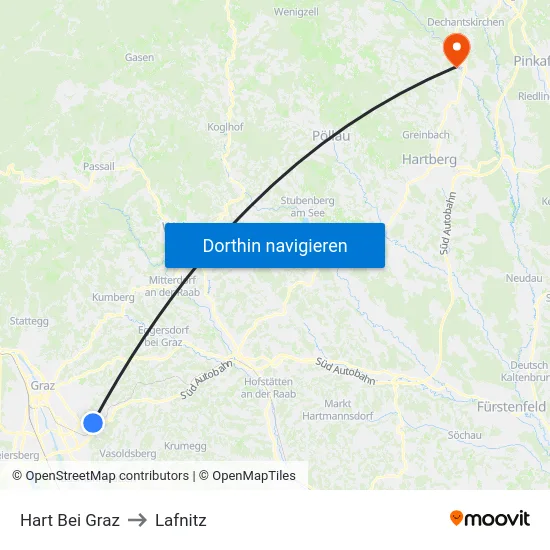 Hart Bei Graz to Lafnitz map