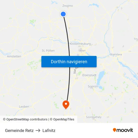 Gemeinde Retz to Lafnitz map