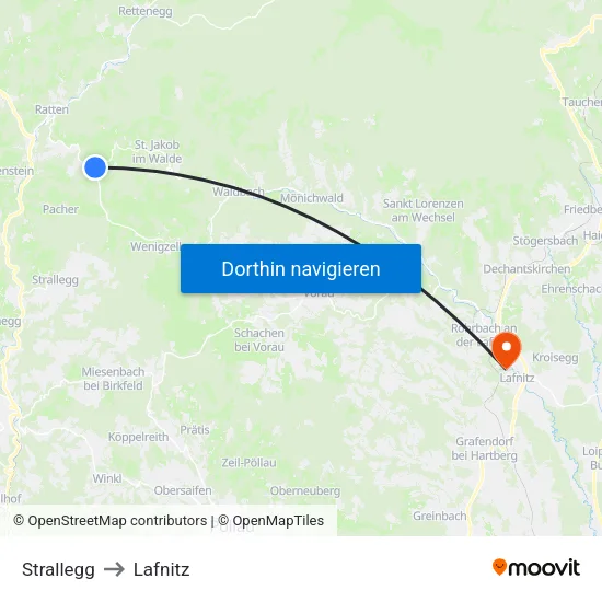 Strallegg to Lafnitz map