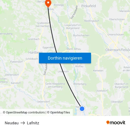 Neudau to Lafnitz map