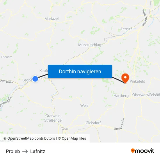 Proleb to Lafnitz map