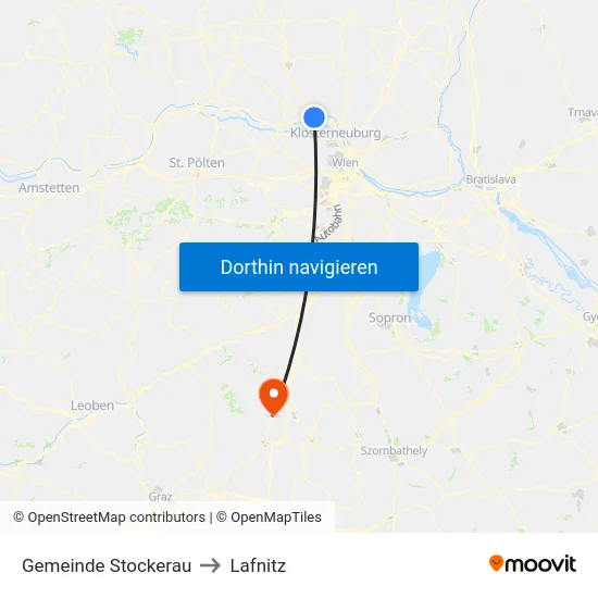 Gemeinde Stockerau to Lafnitz map