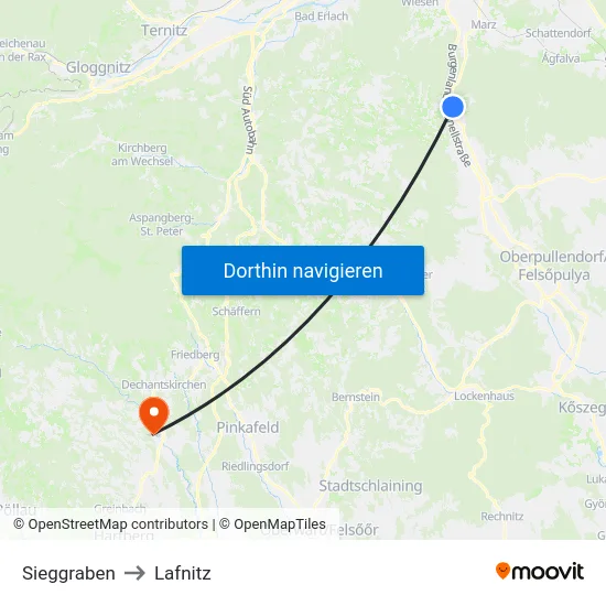 Sieggraben to Lafnitz map