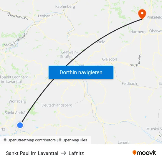 Sankt Paul Im Lavanttal to Lafnitz map