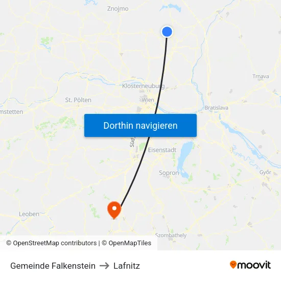 Gemeinde Falkenstein to Lafnitz map