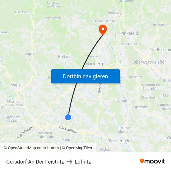 Gersdorf An Der Feistritz to Lafnitz map