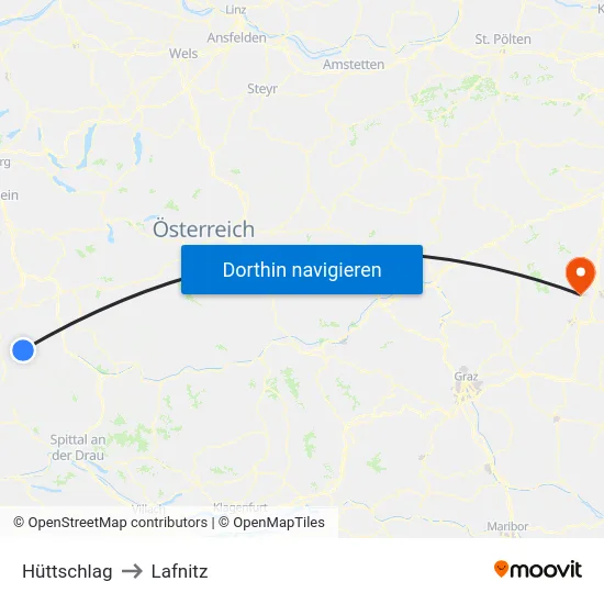 Hüttschlag to Lafnitz map