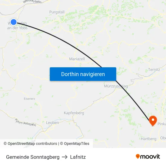 Gemeinde Sonntagberg to Lafnitz map
