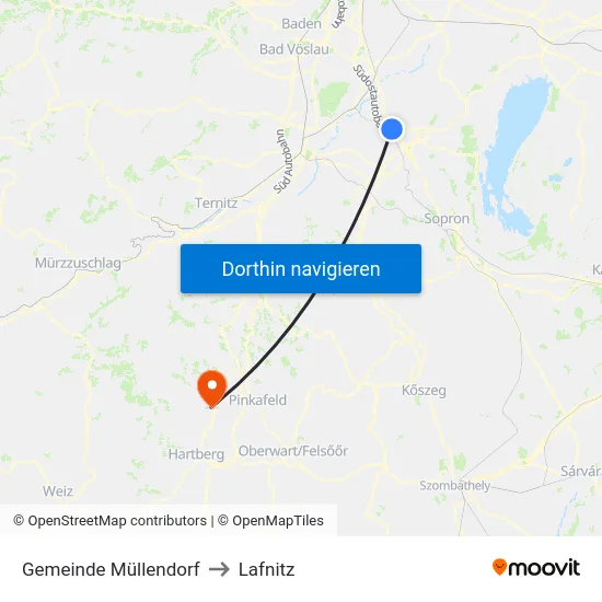 Gemeinde Müllendorf to Lafnitz map