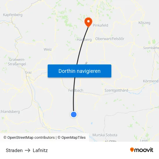 Straden to Lafnitz map