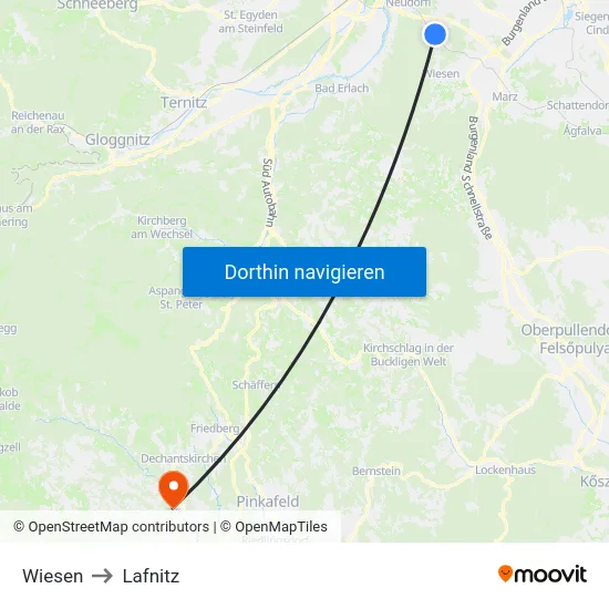 Wiesen to Lafnitz map