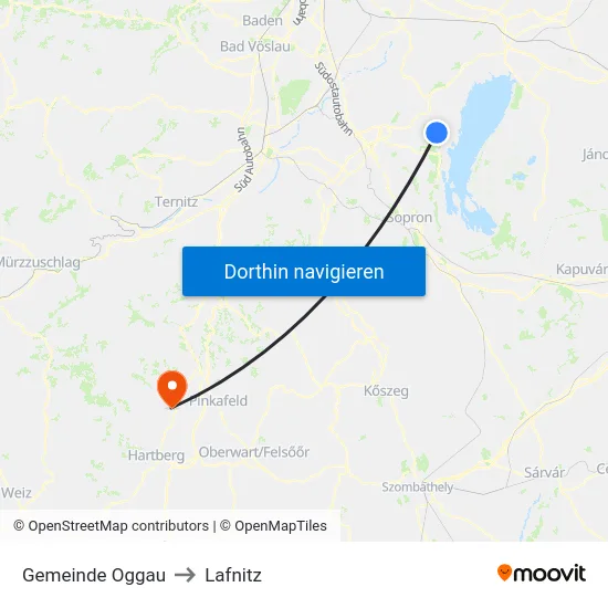 Gemeinde Oggau to Lafnitz map