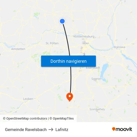 Gemeinde Ravelsbach to Lafnitz map