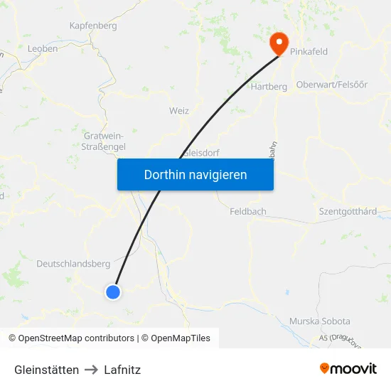 Gleinstätten to Lafnitz map