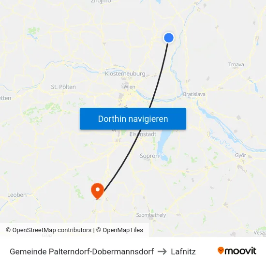 Gemeinde Palterndorf-Dobermannsdorf to Lafnitz map