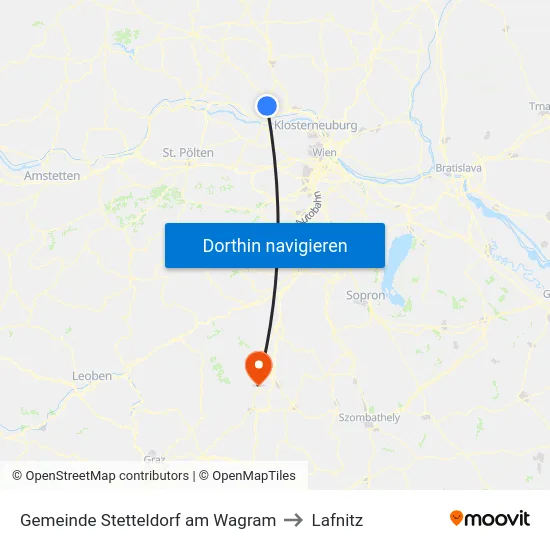 Gemeinde Stetteldorf am Wagram to Lafnitz map