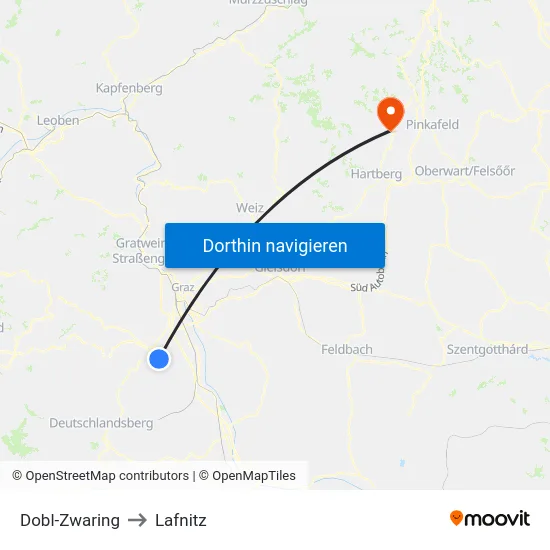 Dobl-Zwaring to Lafnitz map