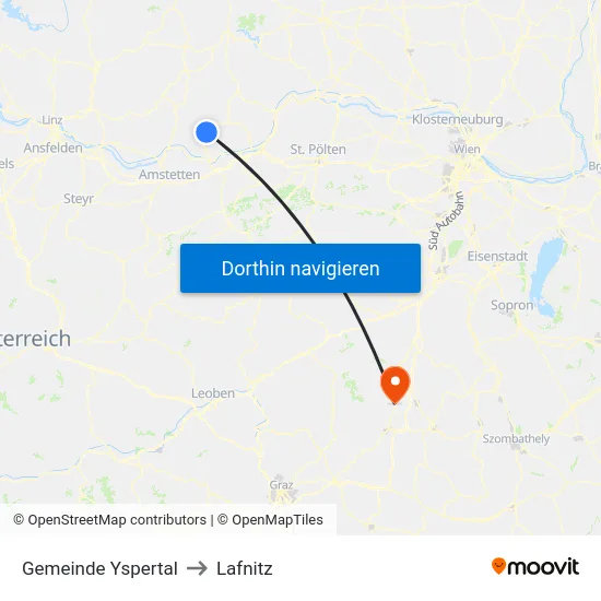 Gemeinde Yspertal to Lafnitz map