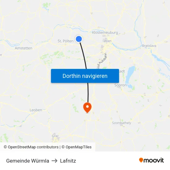 Gemeinde Würmla to Lafnitz map