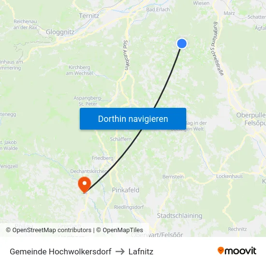 Gemeinde Hochwolkersdorf to Lafnitz map