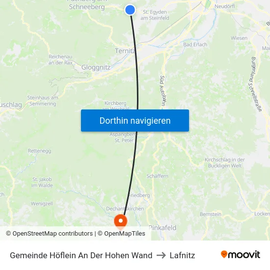 Gemeinde Höflein An Der Hohen Wand to Lafnitz map