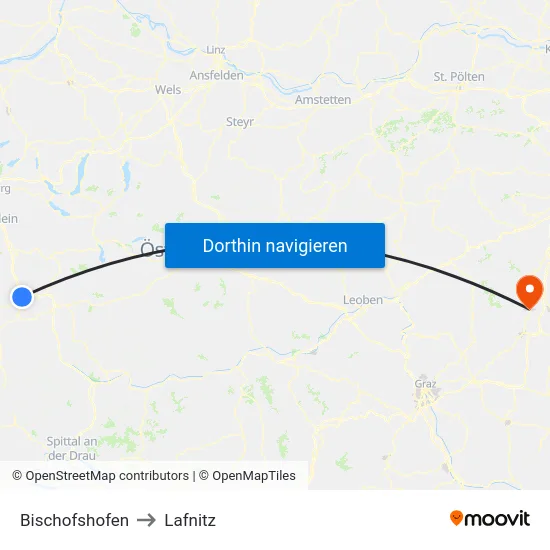 Bischofshofen to Lafnitz map