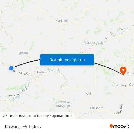 Kalwang to Lafnitz map