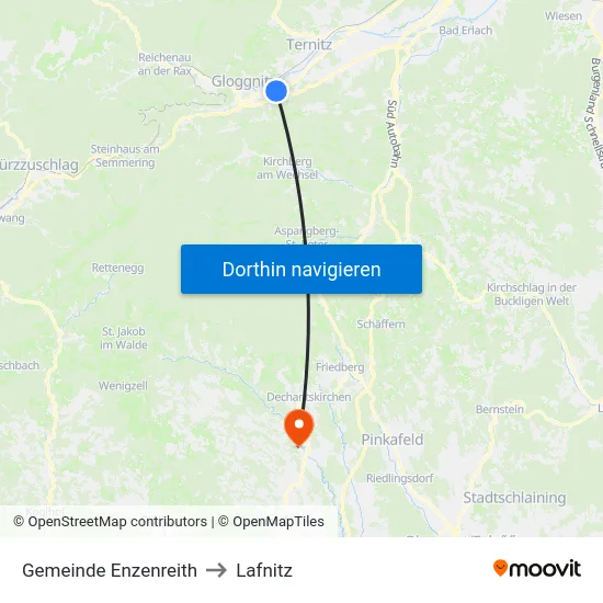 Gemeinde Enzenreith to Lafnitz map