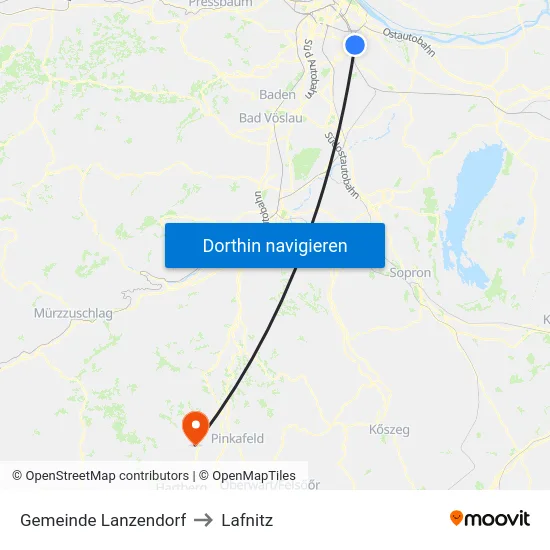 Gemeinde Lanzendorf to Lafnitz map
