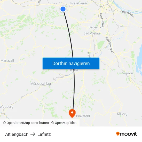 Altlengbach to Lafnitz map