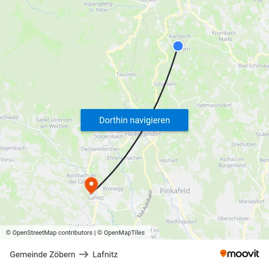 Gemeinde Zöbern to Lafnitz map