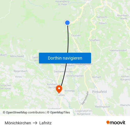 Mönichkirchen to Lafnitz map