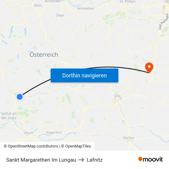 Sankt Margarethen Im Lungau to Lafnitz map