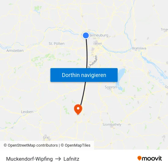 Muckendorf-Wipfing to Lafnitz map