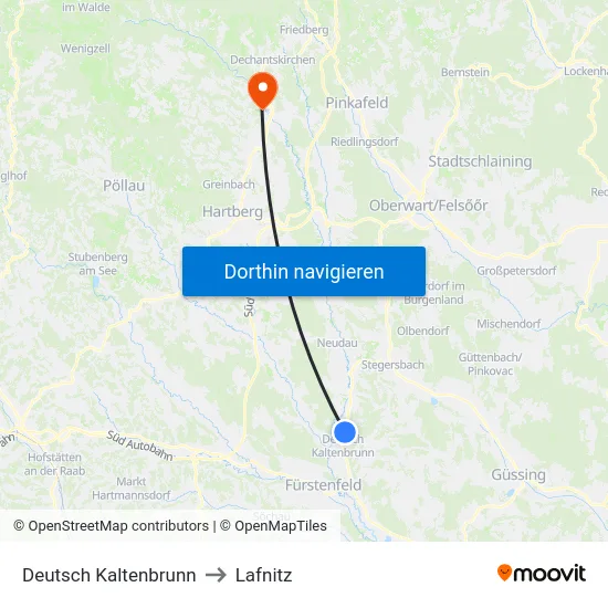 Deutsch Kaltenbrunn to Lafnitz map