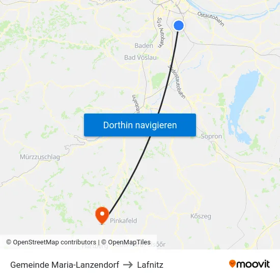 Gemeinde Maria-Lanzendorf to Lafnitz map