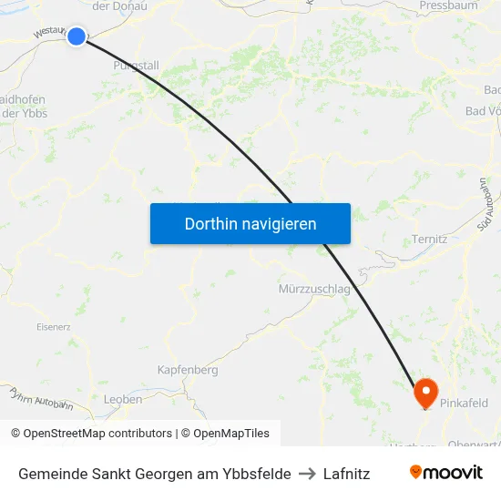 Gemeinde Sankt Georgen am Ybbsfelde to Lafnitz map