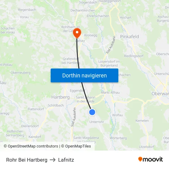 Rohr Bei Hartberg to Lafnitz map