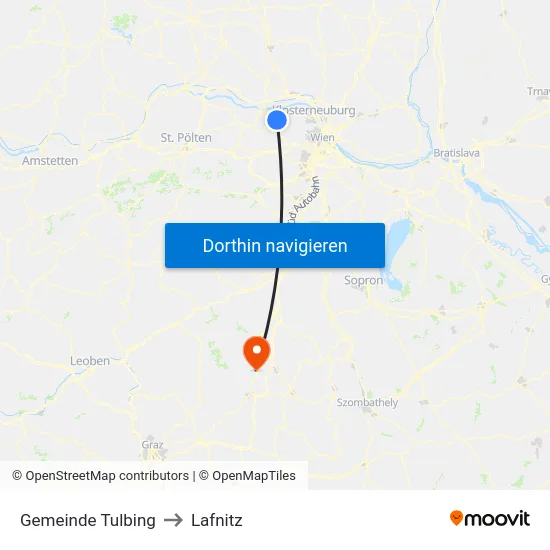 Gemeinde Tulbing to Lafnitz map