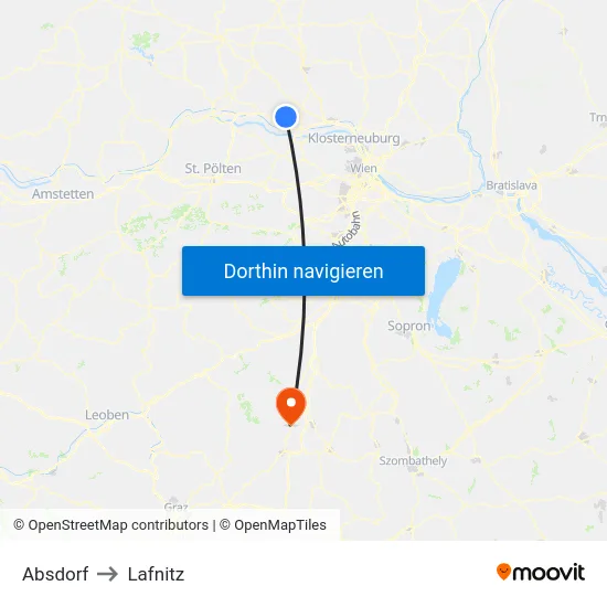 Absdorf to Lafnitz map