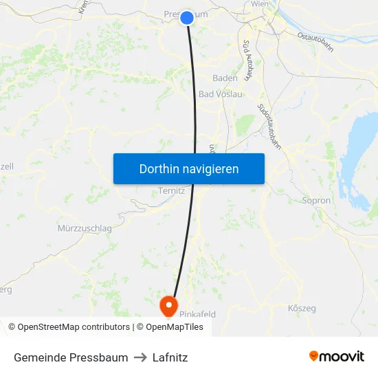 Gemeinde Pressbaum to Lafnitz map