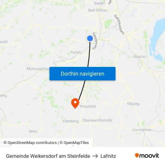 Gemeinde Weikersdorf am Steinfelde to Lafnitz map