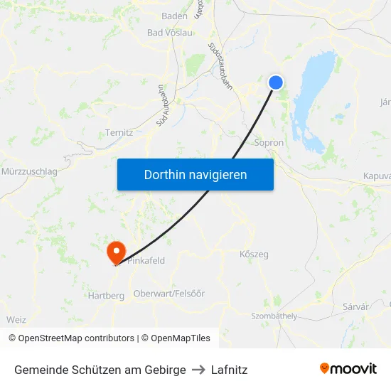 Gemeinde Schützen am Gebirge to Lafnitz map