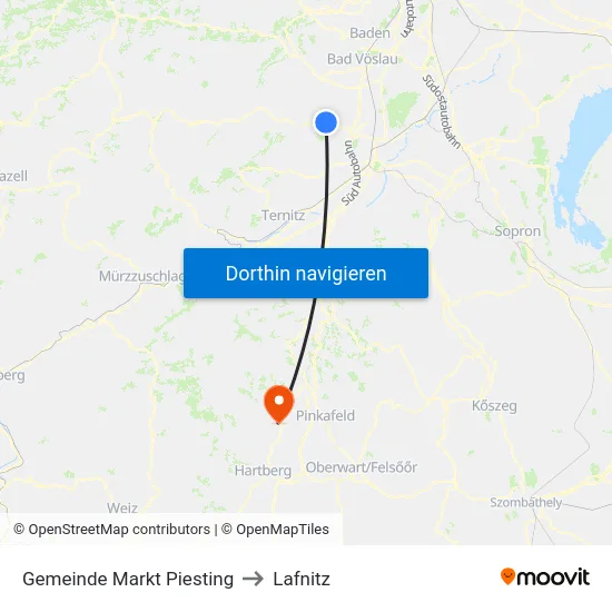 Gemeinde Markt Piesting to Lafnitz map