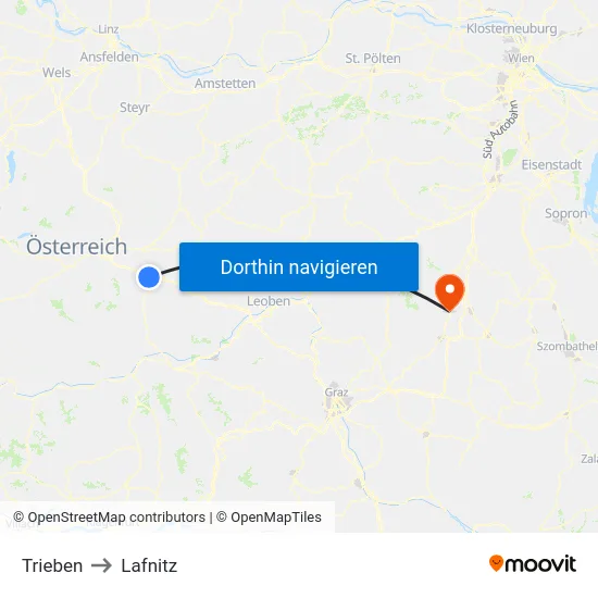 Trieben to Lafnitz map